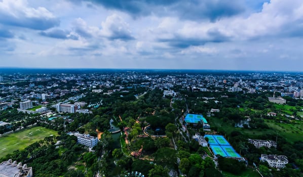 Aerial view of the city of Rajshahi, Bangladesh. photo