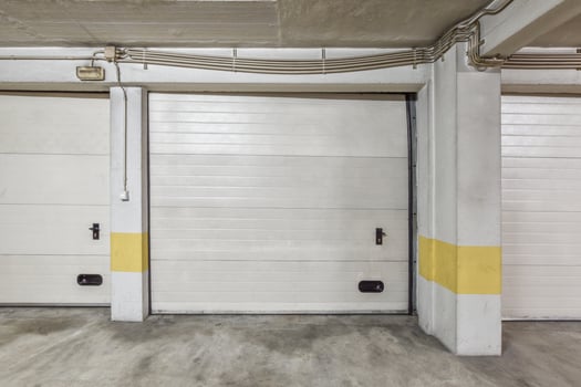 Garage doors in a commercial building photo