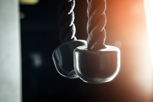 Close up photo of a tricep rope gym equipment