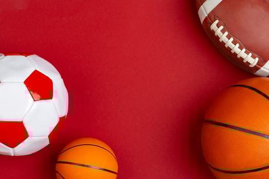 Set of balls for soccer, basketball and rugby photo