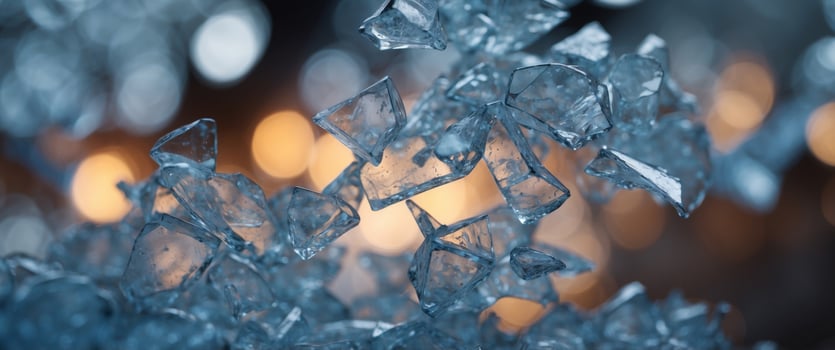 A blue and white image of a shattered glass. photo
