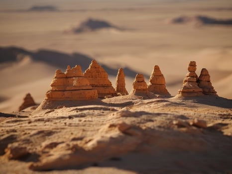 a series of buttes and mesas formed by erosion in a desert landscape. photo