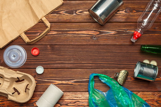 waste materials paper, plastic, polyethylene photo