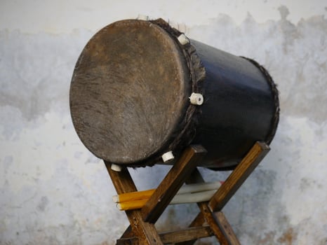 Miniatur of bedug or traditional drum which is made of logs and cowhide is commonly used as a port for Muslim celebrations. photo