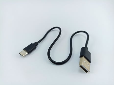 black usb type c data cable on white background photo