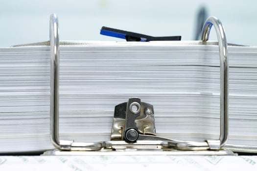 Close-up of a metallic of folder paper files with keeping various businesses concept object office automatic photo