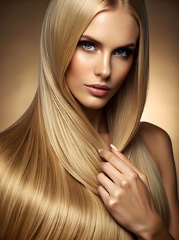 portrait of a beautiful woman with long hair for haircare campaign photo