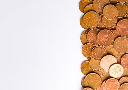Euro coins of different denomination released by Latvia photo