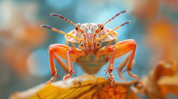 A close-up photograph of a colorful insect, possibly an Asian ladybug or similar species, photo