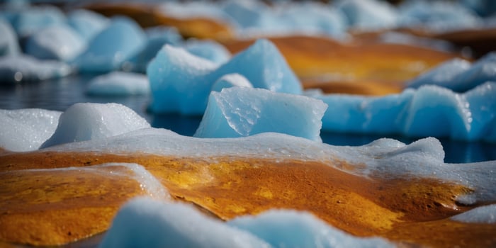 Dramatic Aerial View of Melting Glacier Illustrating the Impact of Climate Change. photo