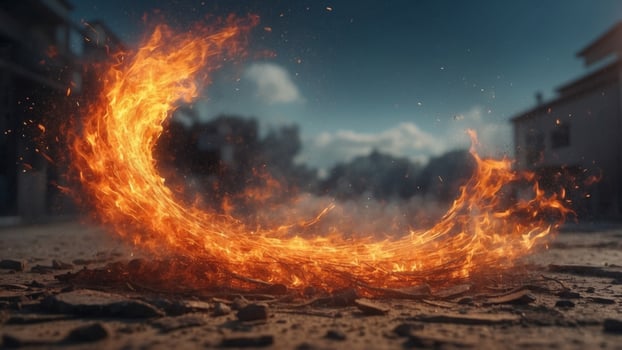 A fiery vortex in a swirling cloud of debris. photo