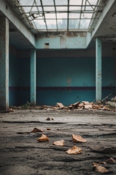 Abandoned Indoor Swimming Pool with Debris - Liminal Image. photo
