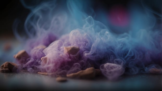 A colorful smokey background with a blue and purple hue. photo
