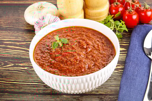 Spanish traditional gazpacho tomato soup photo