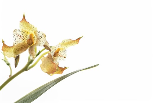 A yellow orchid with white petals on a white background photo