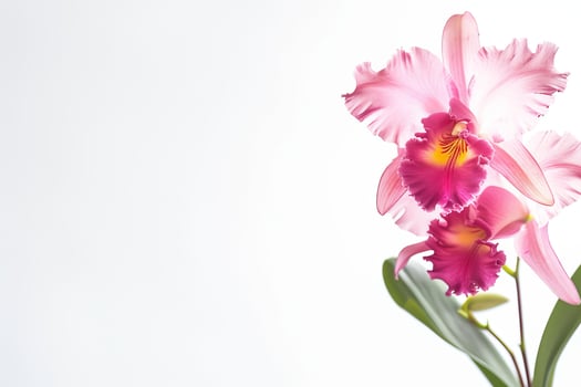 Pink orchid on white background photo