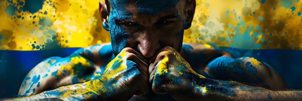 Intense Ukrainian Warrior Fights with Fervent Patriotism photo