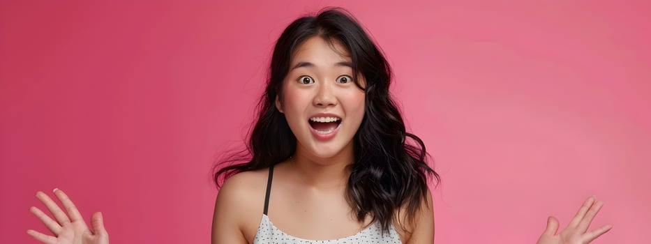 Hallyu Girl Radiates Joy in Chic Neo Pop Portrait photo