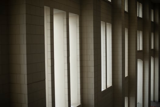 Window openings in the building. Monumental architecture. Large building. photo
