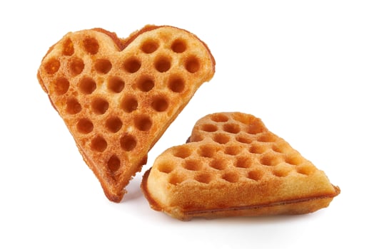 Heart shaped Viennese waffle isolated on white background. photo