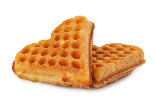 Heart shaped Viennese waffle isolated on white background. photo