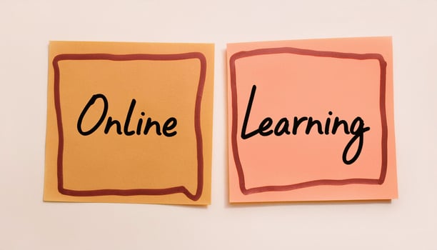 Online learning concept sticky notes photo