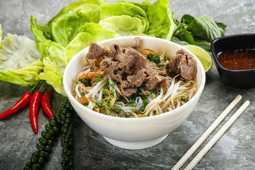 Vietnamese traditional soup Pho Bo with beef photo