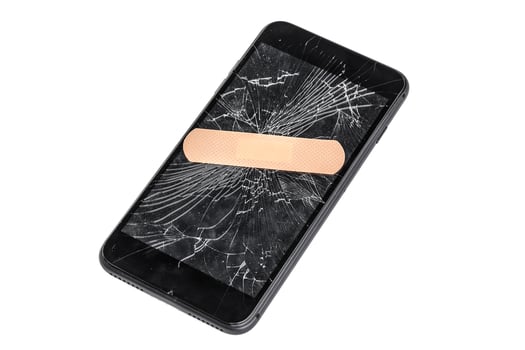 Mobile phone with broken screen photo