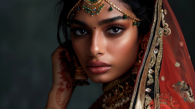 A beautiful indian woman in traditional attire photo