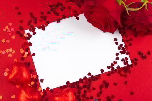 red rose and blank gift card for text photo