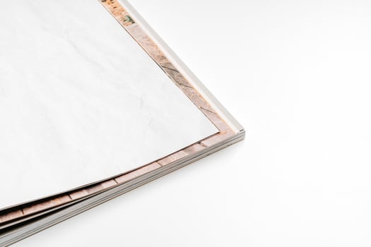 Magazine clean page mockup background concept close up photo