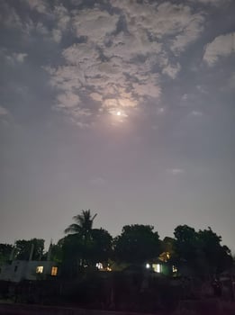 a house in the sky Night moon Wallpaper photo