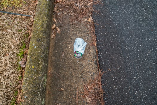 Beverage can laying in the street photo