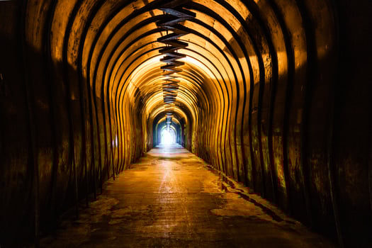 Kond pedestrian tunnel with sagging walls, Yerevan photo