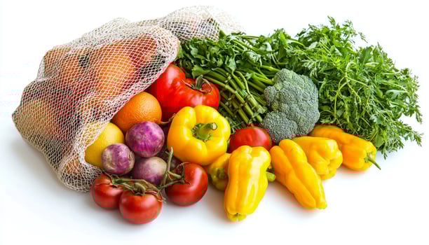 Colorful Assortment of Fresh Vegetables in Eco-Friendly Bag photo