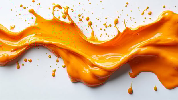 Bold splash of tangy buffalo wing sauce on a clean white background showcasing its spicy orange hue photo
