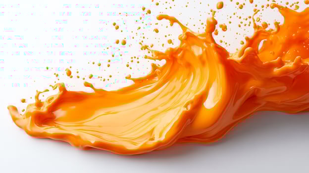 Bold splash of tangy buffalo wing sauce on a clean white background showcasing its spicy orange hue photo