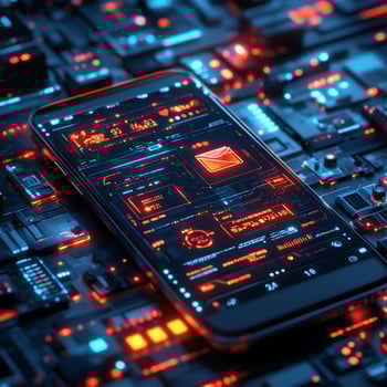 Sleek smartphone futuristic digital wallet interface surrounded by financial technology online transactions and vibrant currency Modern ecommerce and digital economy photo