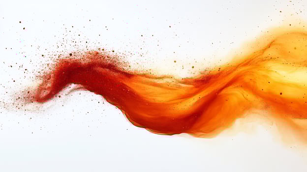 Spicy red chili powder forming bold splash on a white background creating a fiery and artistic effect photo