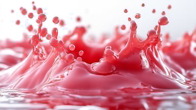 Bold splash of strawberry syrup spread across a white background creating a vibrant sweet texture photo