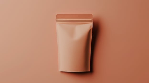 Mockup zipper pouch creame carton standing product packaging on soft background photo