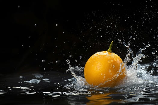 A lemon is splashing in water photo