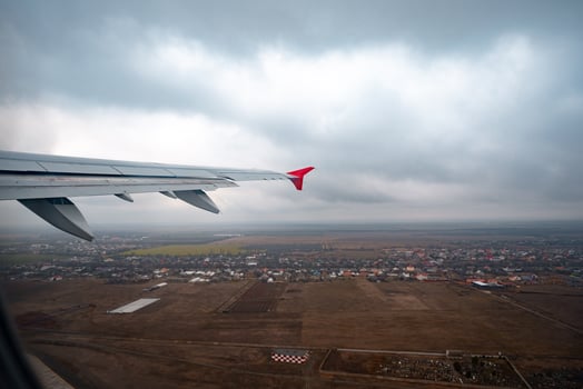 View through window of aircraft during flight photo