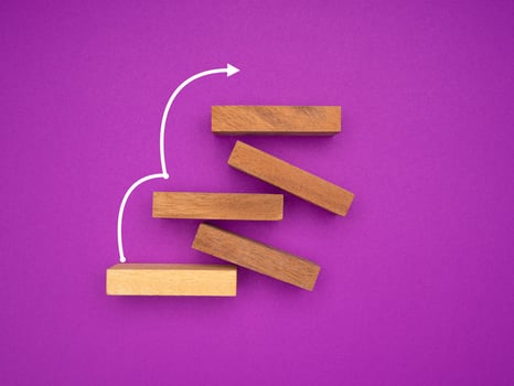 Business growth up to top overcoming challenges, and skips the crisis with a jump photo