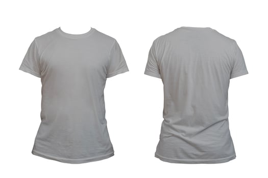 Blank gray t-shirt template for men, from two sides, natural shape on invisible mannequin, for mockup of your design for printing. photo