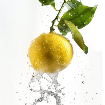 A lemon being splashed with water photo