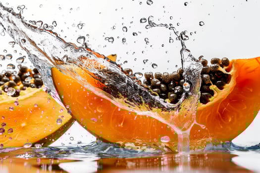 Papaya with water splash photo