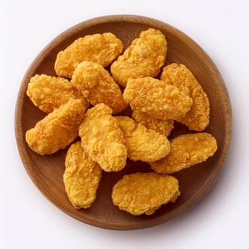 A plate of fried chicken nuggets on a white background photo