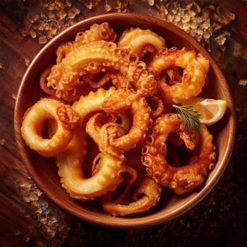 An image of fried squid in a bowl photo