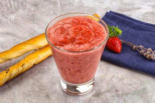 Sweet strawberry smoothie with milk photo